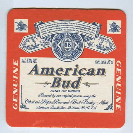Budweiser   (USA) podstawka Awers